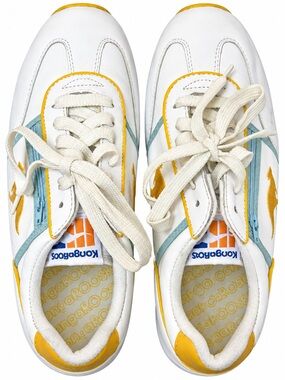 Women’s kangaROOS Sneakers in White, Yellow, and Light Blue